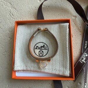 Hermes Tan Bracelet with Gold Accents